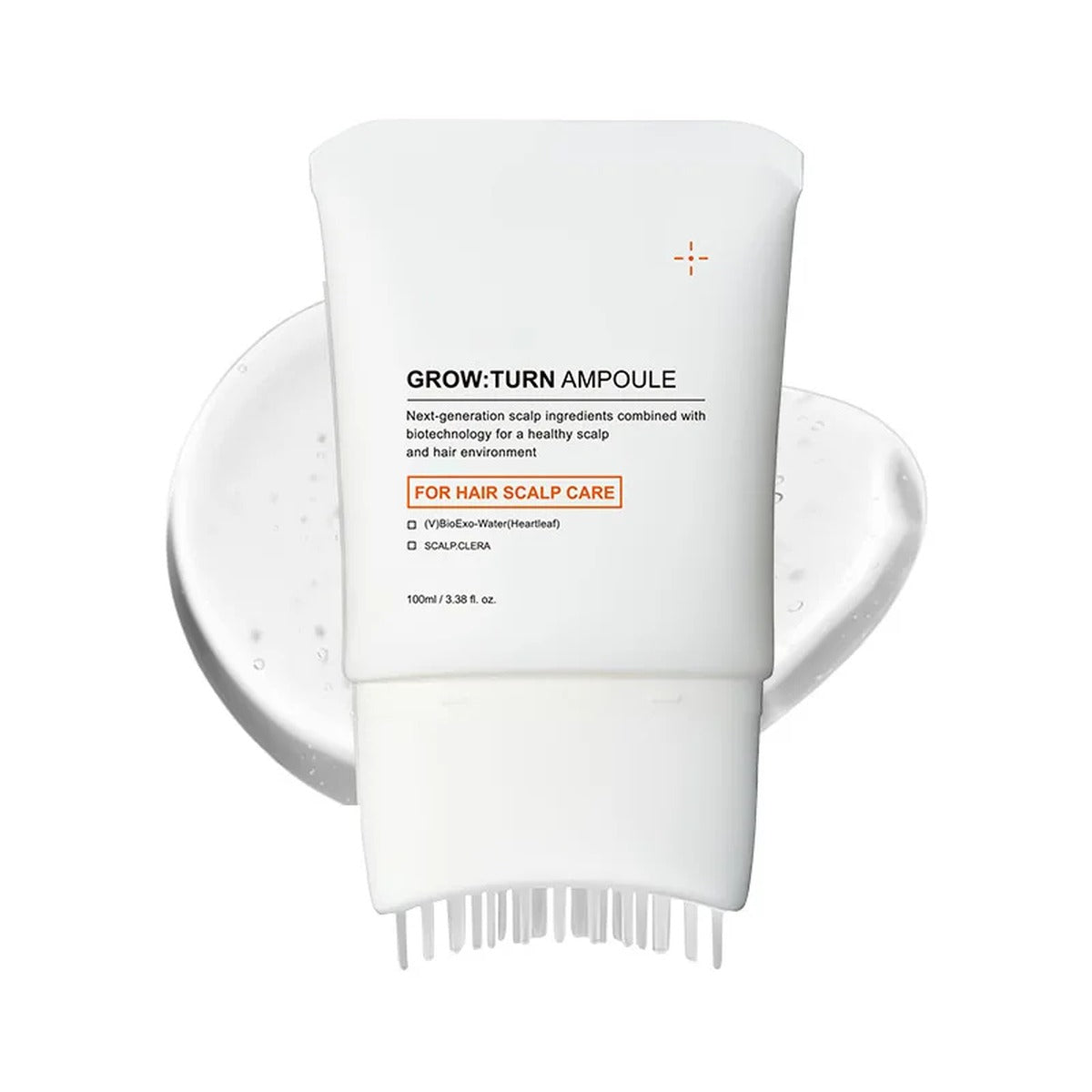 Vit tub Grow:Turn Ampoule 100 ml med inbyggd borste och tryckt etikett