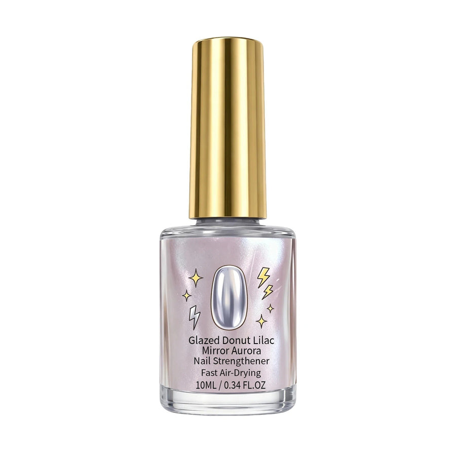 Glazed Donut Lilac Mirror Aurora Nail Strengthener 10 ml med guldfärgat lock framifrån