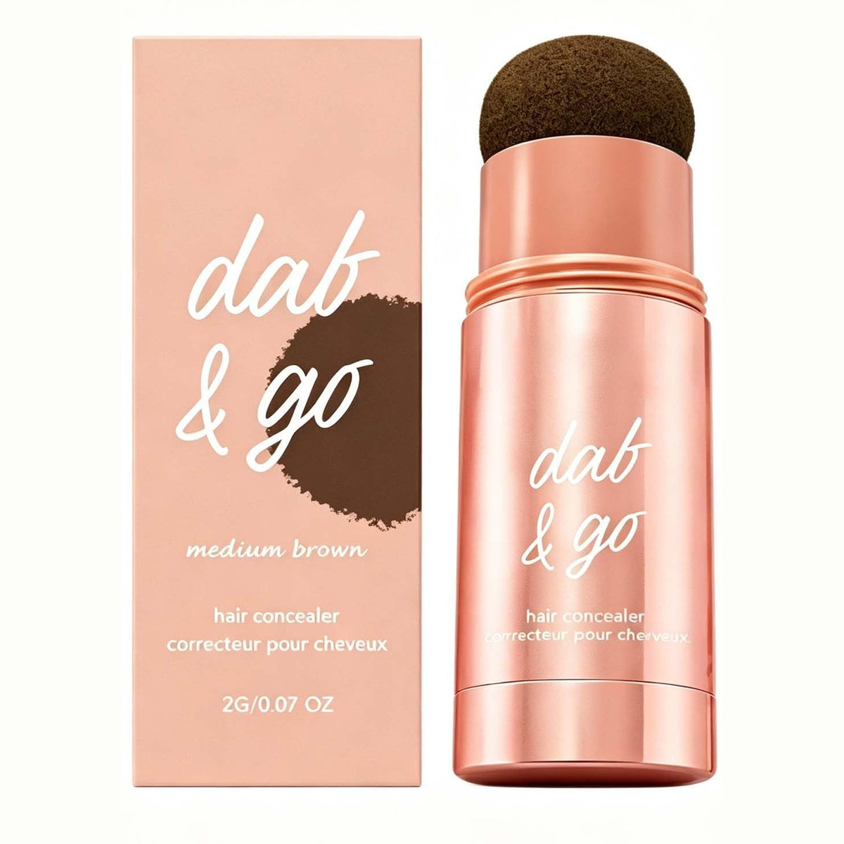Hårconcealer i nuancen mellembrun med æske