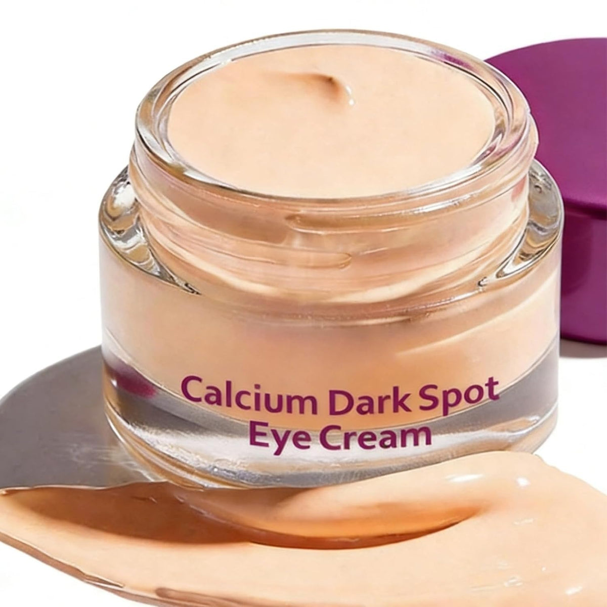 Åben krukke KOEC Calcium Dark Spot Eye Cream, der viser den bløde creme