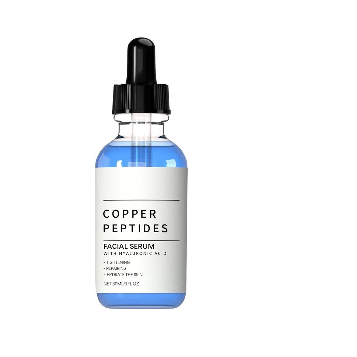 Flaske serum med kobberpeptider og pipette