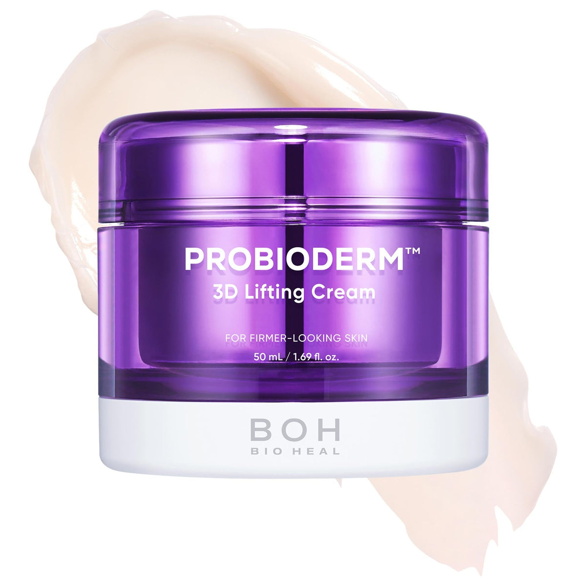 Krukke med Probioderm 3D Lifting Cream og en stribe creme