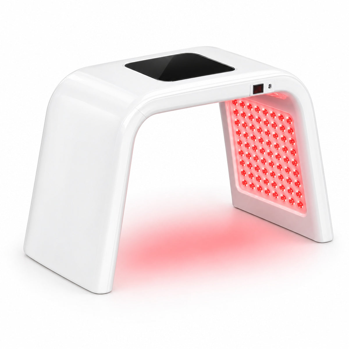 Vit U-formad LED-apparat med rött ljus på vit bakgrund
