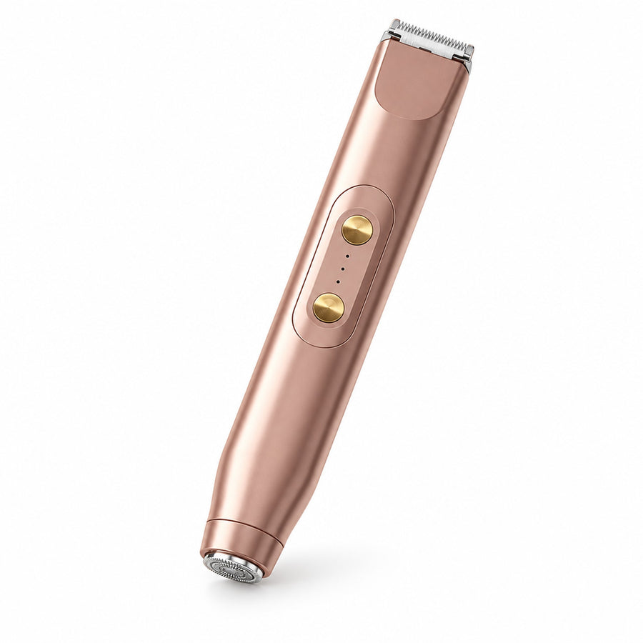 Roséguld damrakapparat med trimmerblad och rakhuvud