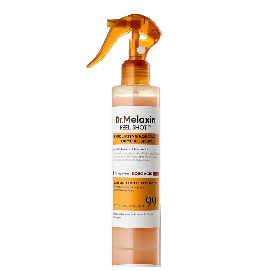 Dr.Melaxin Peel Shot eksfolierende kropsspray med pumpespray mod hvid baggrund