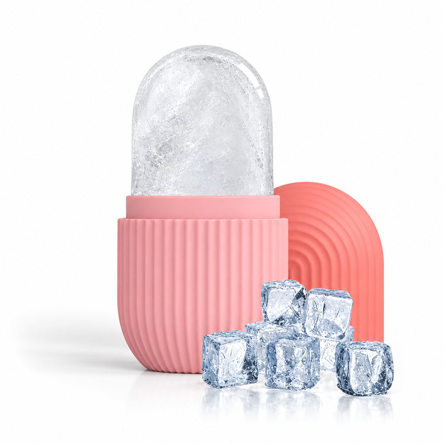 Rosa isroller i silikon med is og lys hette