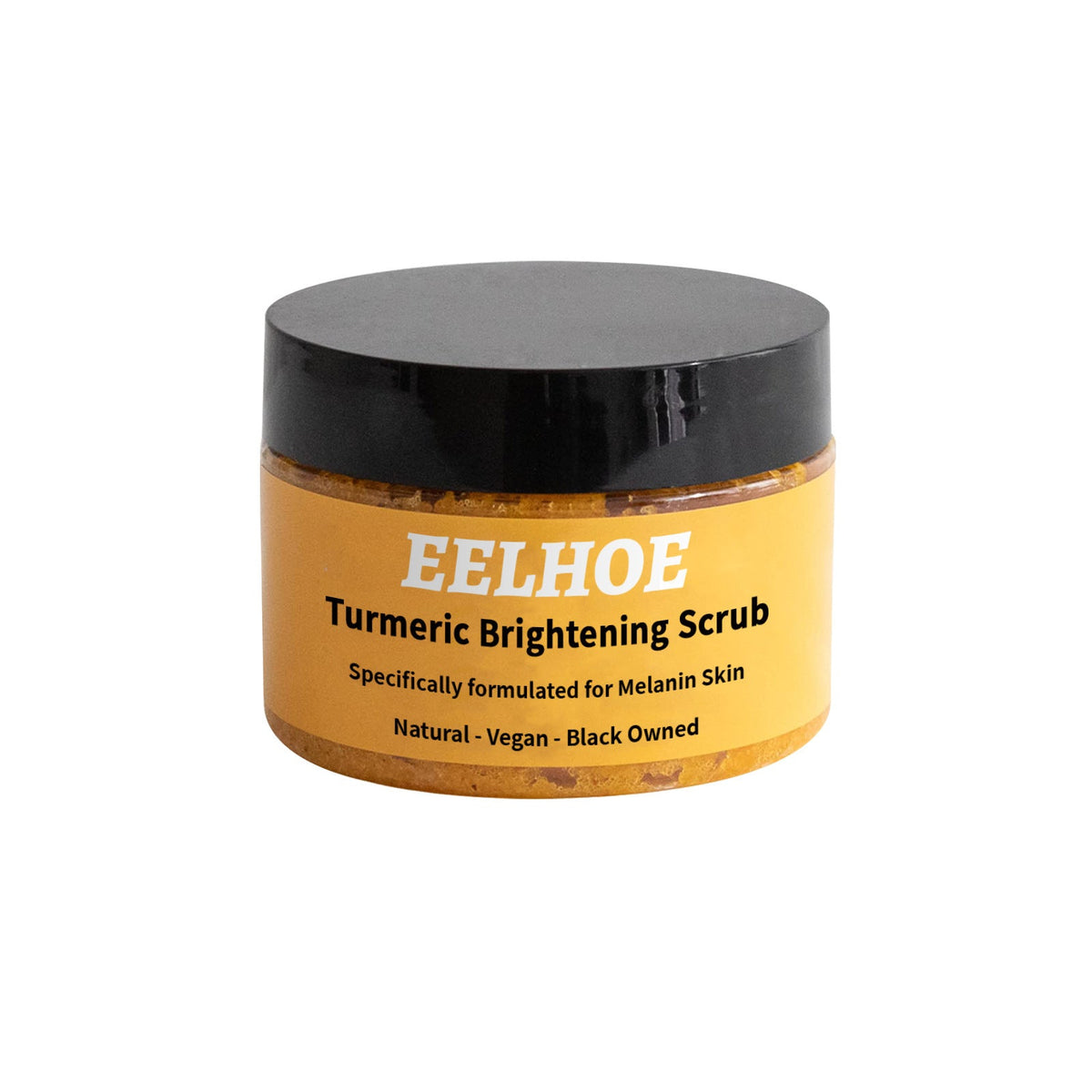 Krukke med EELHOE Turmeric Brightening Scrub mod hvid baggrund
