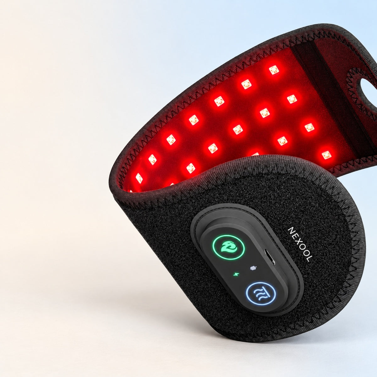 Insida med rader av röda LED-chip i handledsbandet