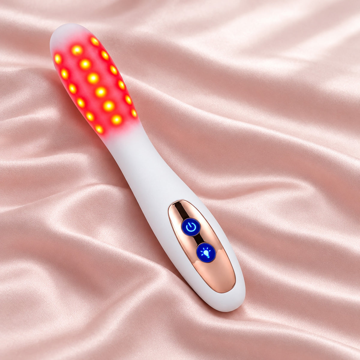 Stav i vit silikon på rosa satintyg